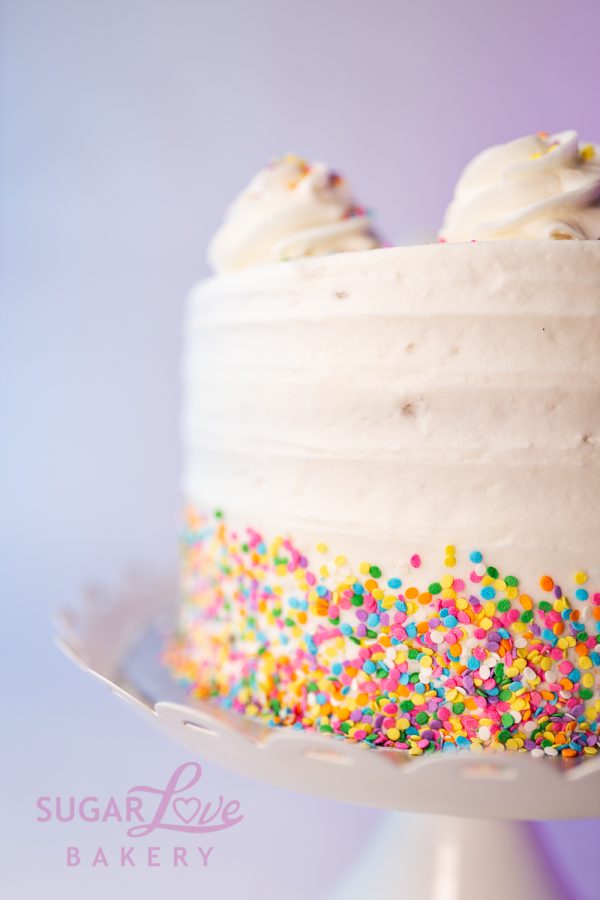Side View Vanilla Funfetti Cake at Sugar Love Bakery in Slidell